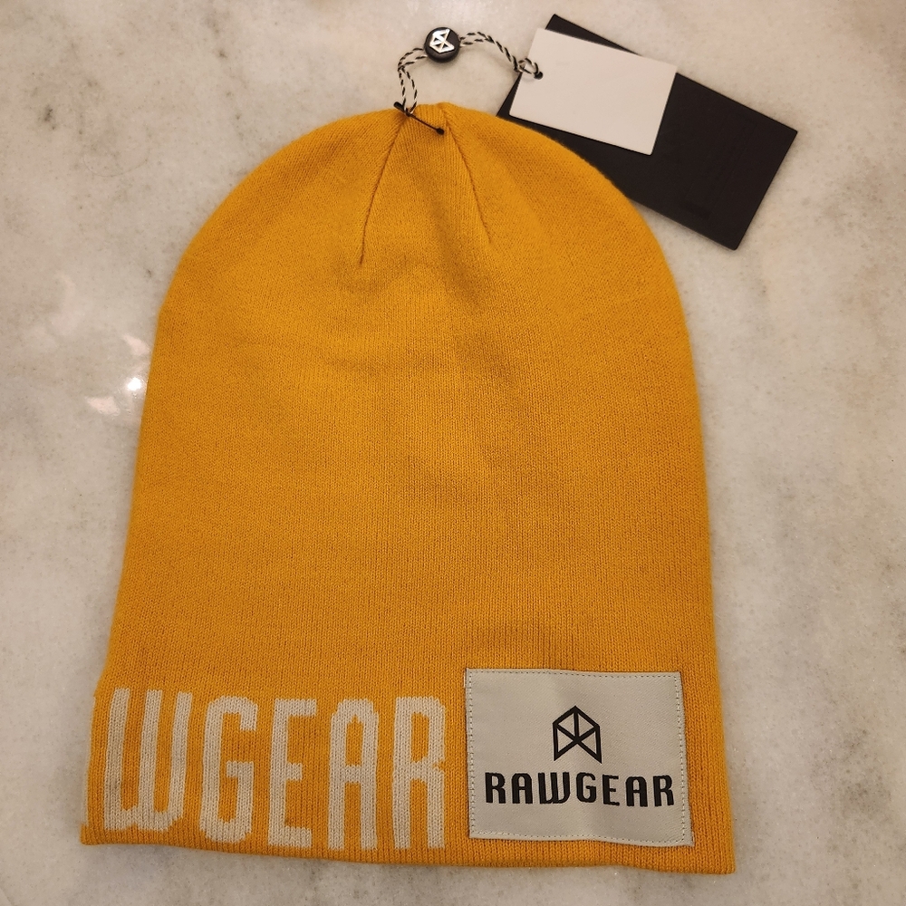 NWT RawGear knit beanie cap hat yellow gold